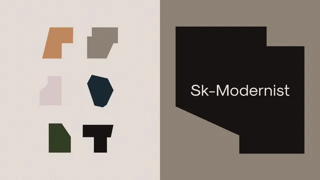 Sk-Modernist brand mark and shape set, minimal, geometric, dark