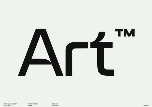 Power Grotesk 'Art' type specimen poster, swiss, minimal, light