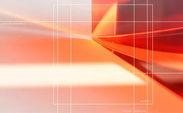 Crop-framework guide over orange light render, abstract, gradient-heavy, warm