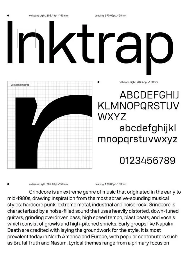 Volksans type specimen poster, Inktrap, minimal, swiss, light