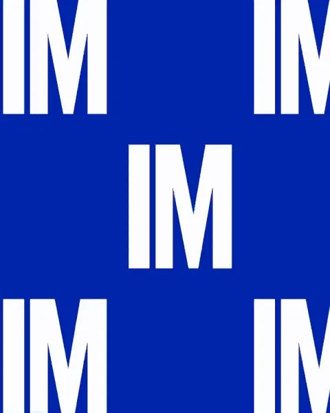 IM monogram blue type pattern, minimal, geometric, high-contrast