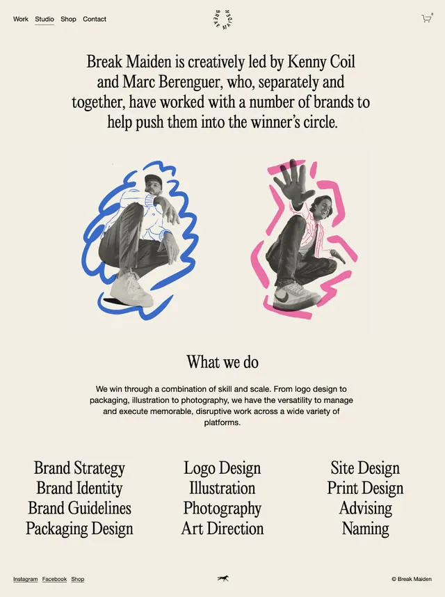 Break Maiden agency about page, editorial, minimal, light