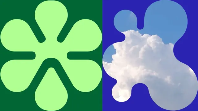 Five-petal mark, flat vs photo-filled, minimal, flat, vibrant