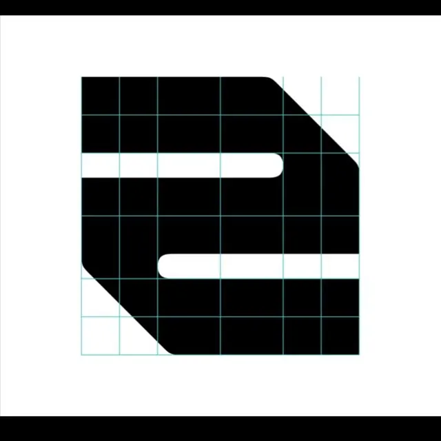 Black lowercase 'a' monogram on construction grid, minimal, geometric, dark