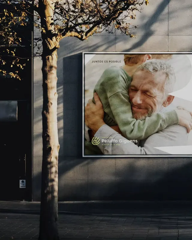 Peluffo Giguens billboard mockup, photographic, minimal, muted