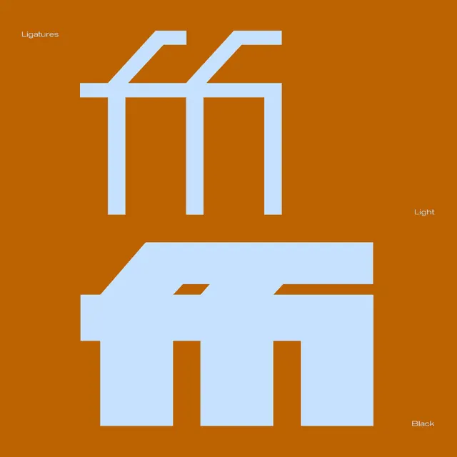 Kritik typeface ff ligature specimen, Light vs Black, minimal, geometric, warm