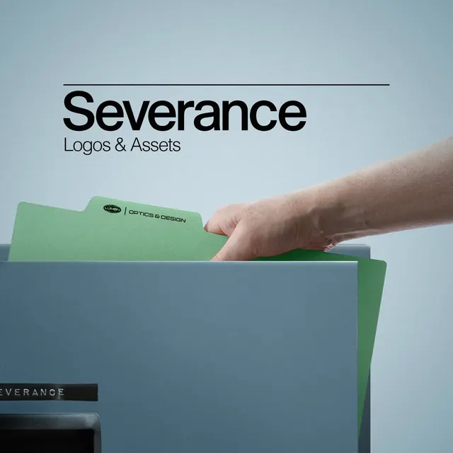 Severance logos and assets folder cover, minimal, corporate-clean, muted