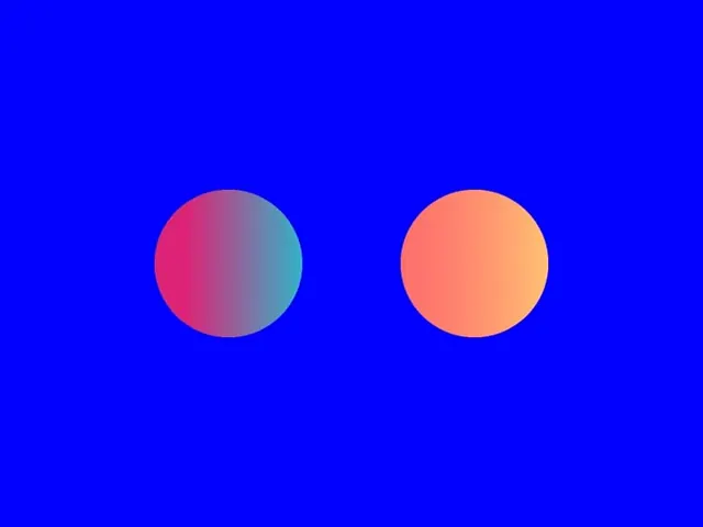 Two gradient circles on royal blue, minimal, abstract, vibrant