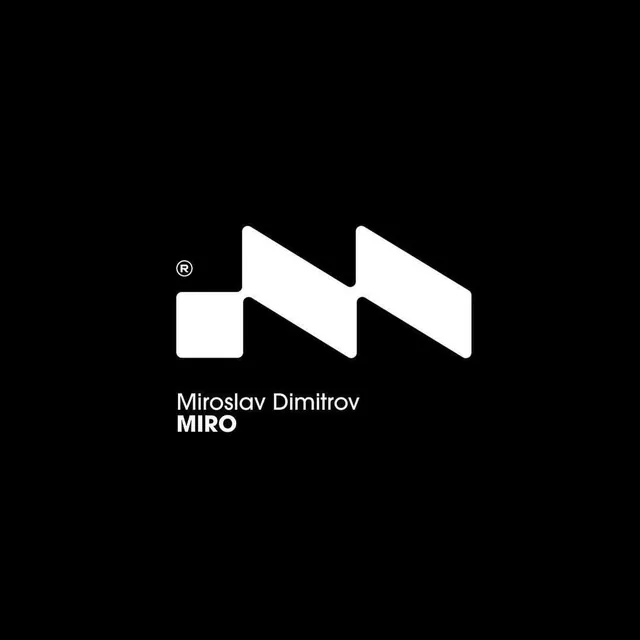 Miroslav Dimitrov 'MIRO' angular M monogram, minimal, geometric, dark