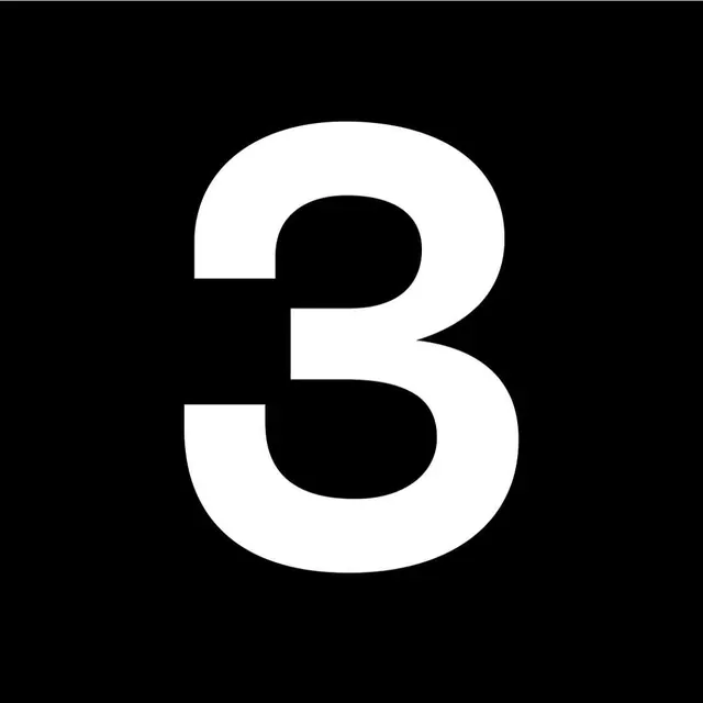 Stylized Number 3 Logo, minimal, geometric, high-contrast