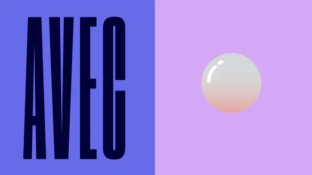 AVEG Wordmark and Sphere Graphic, minimal, geometric, vibrant