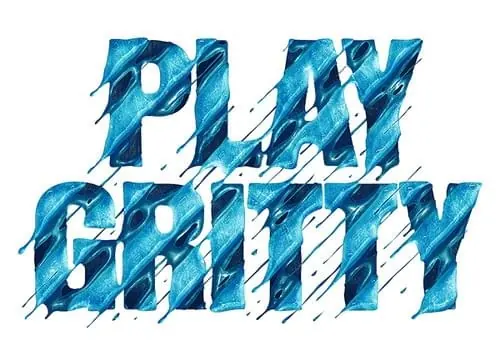 Play Gritty Wordmark, brutalist, y2k, vibrant