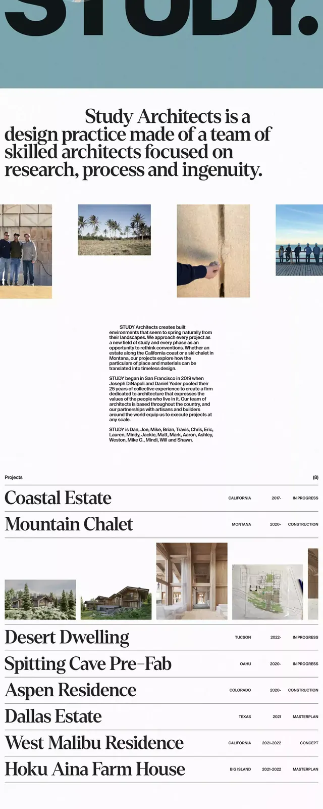 Study Architects editorial homepage, editorial, swiss, light