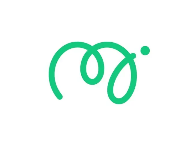 Monoline looping single-stroke logomark in green, line-art, minimal, light
