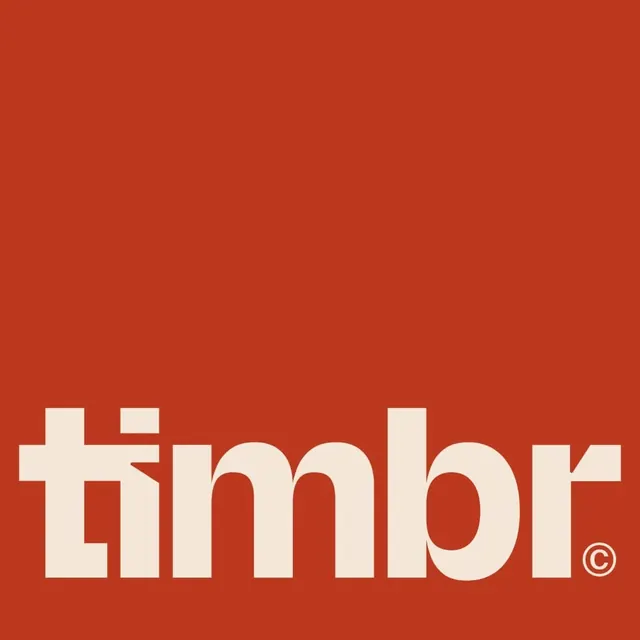 timbr lowercase wordmark on terracotta, minimal, corporate-clean, earthy