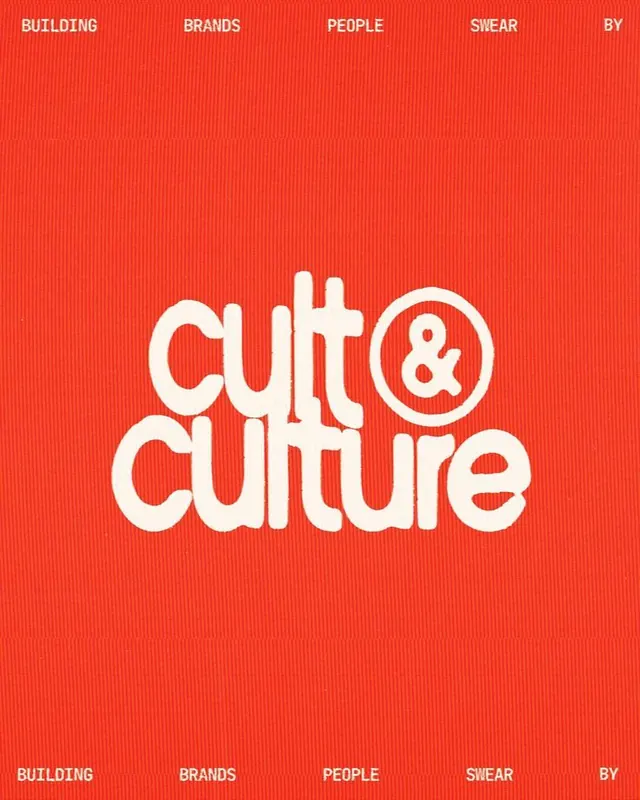 cult & culture rounded wordmark on orange, retro, geometric, warm