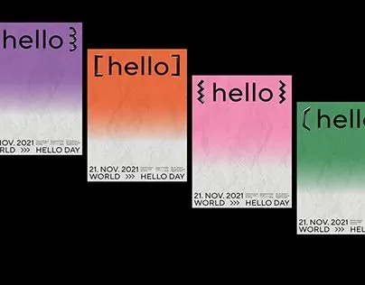 World Hello Day gradient poster series, minimal, gradient-heavy, gradient