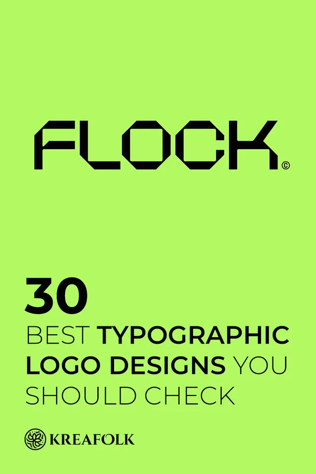 FLOCK geometric wordmark on lime, minimal, geometric, vibrant