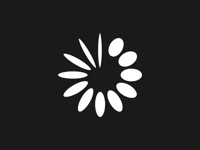 Petal-burst spinner logo mark, minimal, abstract, monochrome