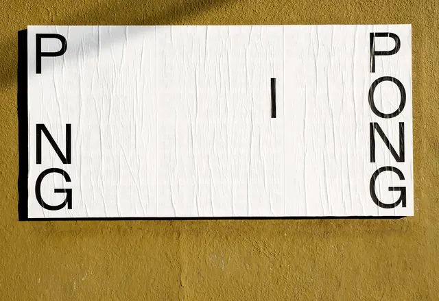 PING PONG wheatpasted typographic poster, minimal, swiss, light