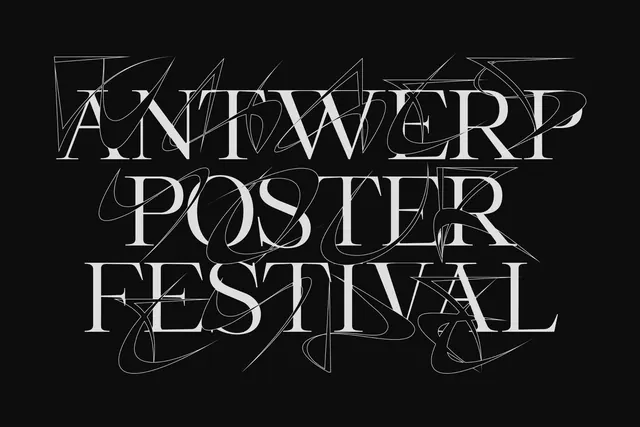 Antwerp Poster Festival Wordmark, brutalist, abstract, monochrome