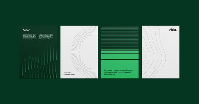 Alder green brand poster set, minimal, geometric, cool