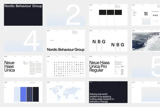 Nordic Behaviour Group brand guideline grid, minimal, swiss, light