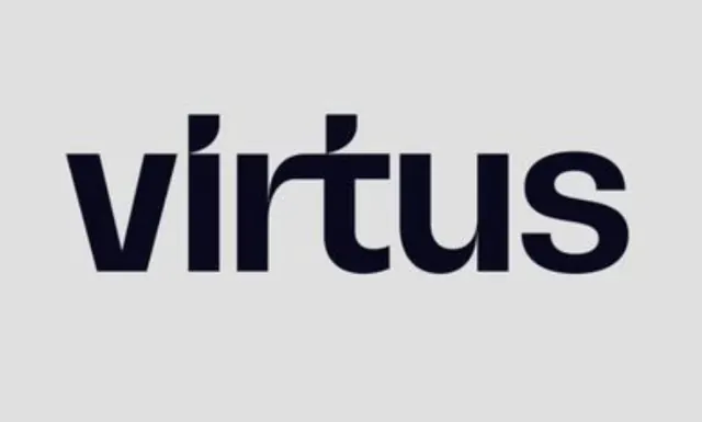 Virtus wordmark with tied i-t ligature, minimal, corporate-clean, light