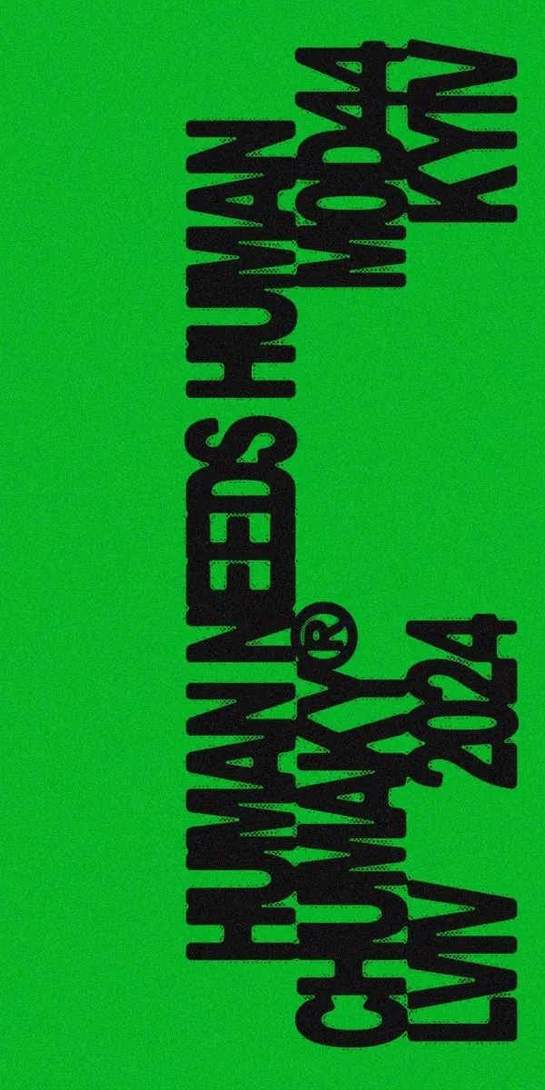 Rotated stacked-type poster on lime green, brutalist, geometric, vibrant