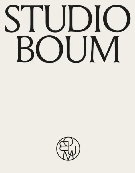 STUDIO BOUM stacked serif wordmark, minimal, editorial, light