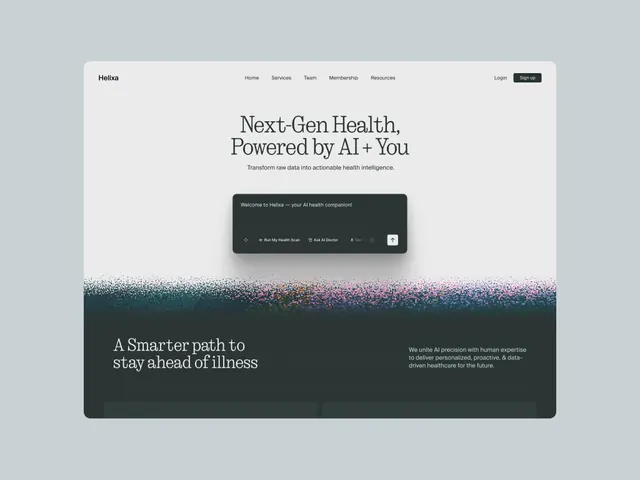Helixa AI-health landing hero, minimal, corporate-clean, light