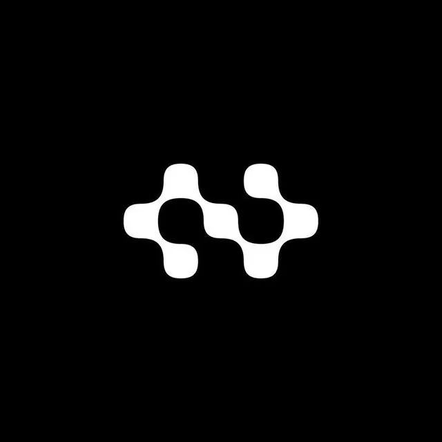 Connected-dot abstract mark in white on black, minimal, abstract, dark