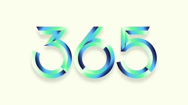Oversized 365 numeral logotype in grain gradient, typographic, geometric, light
