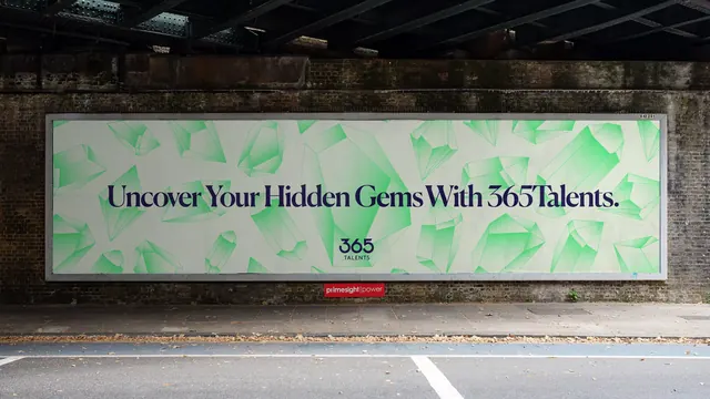 365Talents hidden gems 48-sheet billboard, minimal, geometric, light