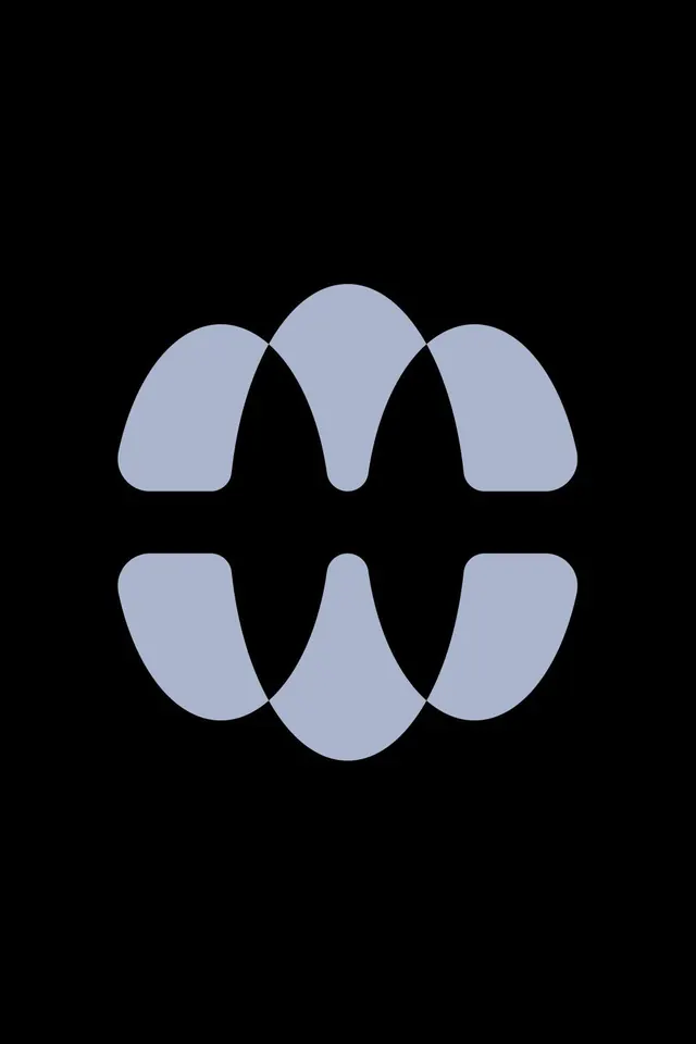 Petal-and-leaf abstract monogram, minimal, geometric, dark