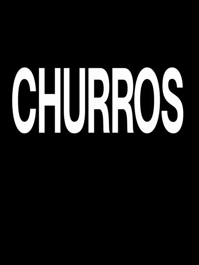 CHURROS bold white-on-black wordmark, minimal, monochrome, dark