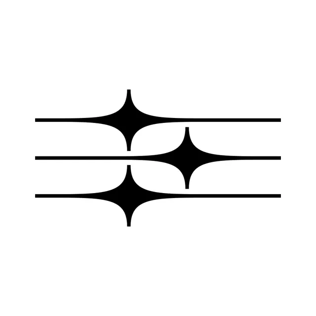 Three-line logo mark with four-point star intersections, minimal, geometric, light
