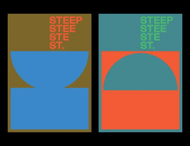 STEEP ST. paired posters in shifting colorways, geometric, minimal, vibrant