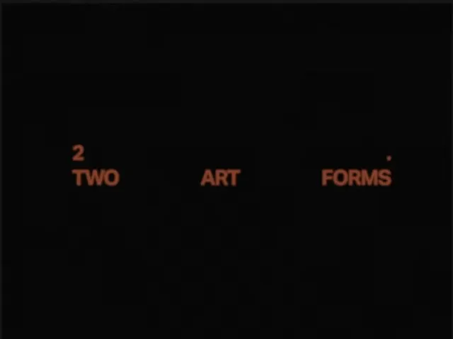 TWO ART FORMS rust type on black, minimal, editorial, dark