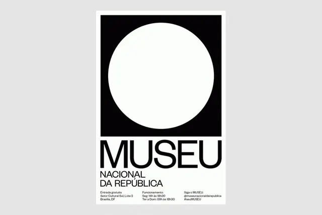 Museu Nacional black square and circle poster, swiss, minimal, dark