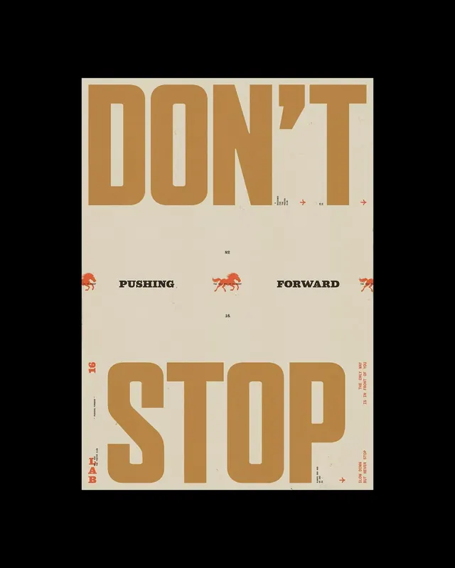 DON'T STOP letterpress-style motivational poster, editorial, retro, earthy