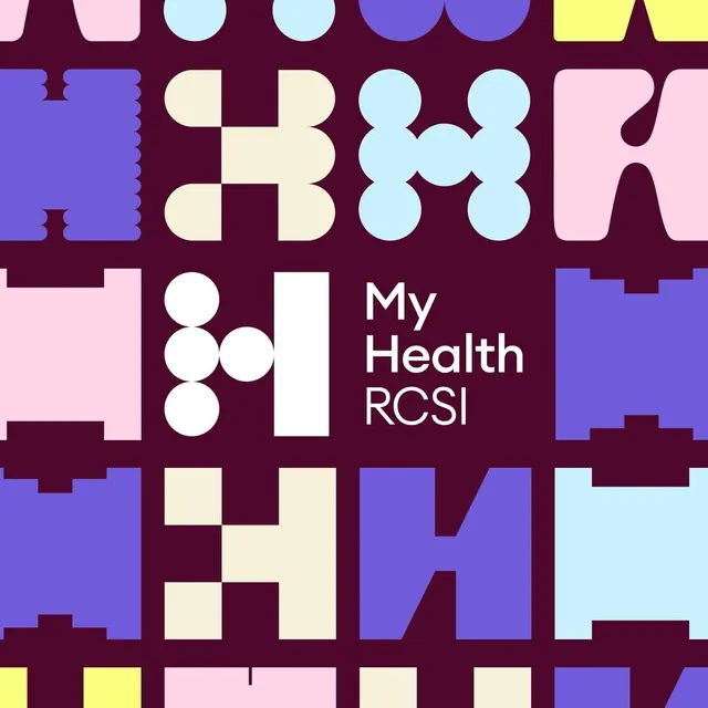 My Health RCSI modular H pattern in pastel blocks, geometric, playful, pastel
