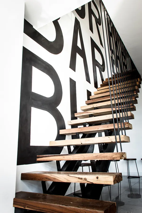 Typography Mural on Staircase