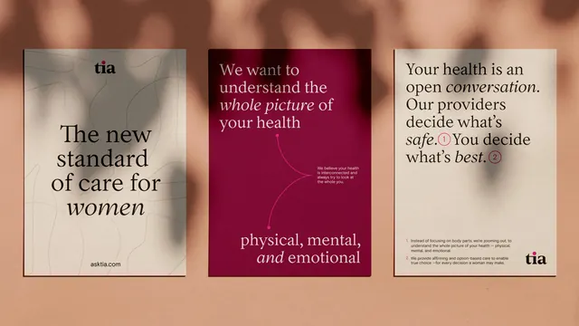 Tia women's-health three-poster brand set, minimal, editorial, earthy