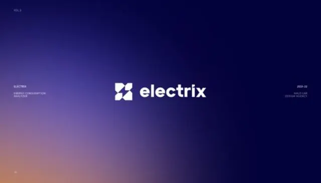 Electrix gradient logo title slide, minimal, gradient-heavy, dark