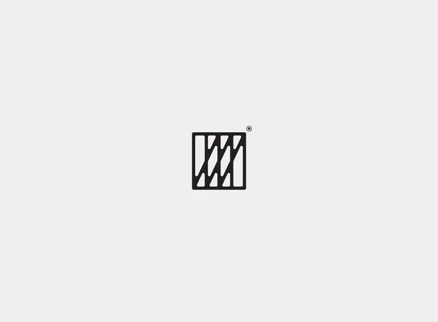 Slashed-bar square logomark, minimal, geometric, light