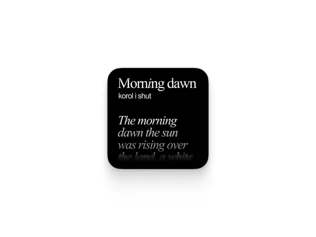 Morning dawn text tile, serif on black, minimal, editorial, dark