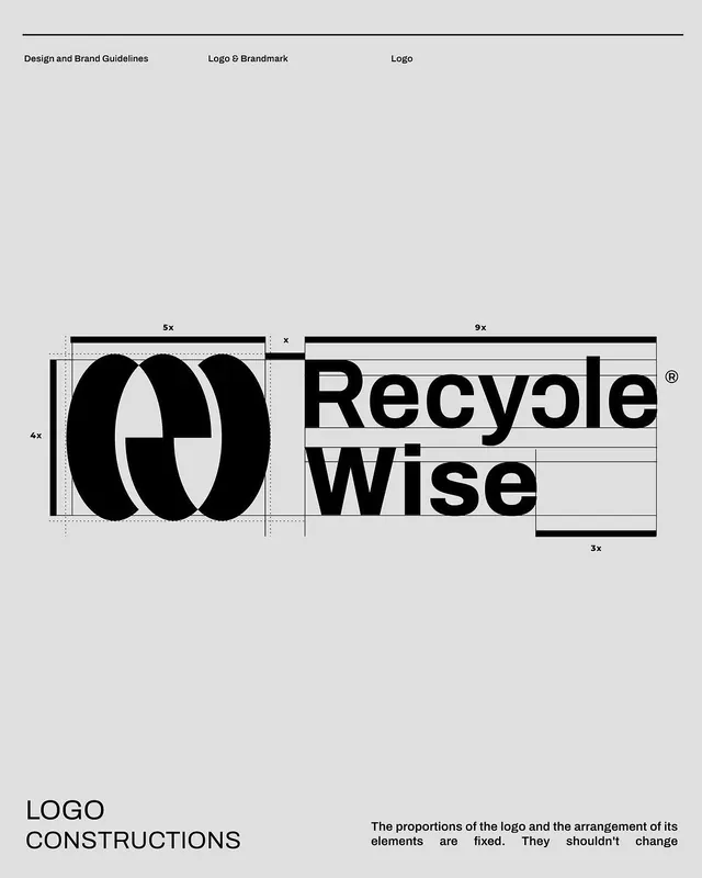 Recycle Wise logo construction grid, minimal, geometric, light