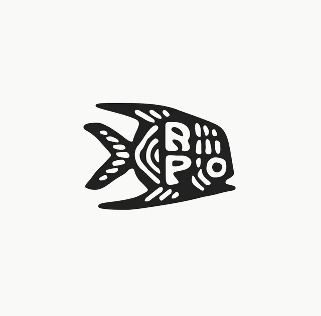 RPO hand-drawn fish logo, minimal, illustrated, light