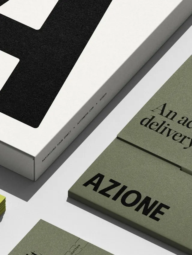 AZIONE PR stationery flat-lay in sage, black and cream, editorial, minimal, light